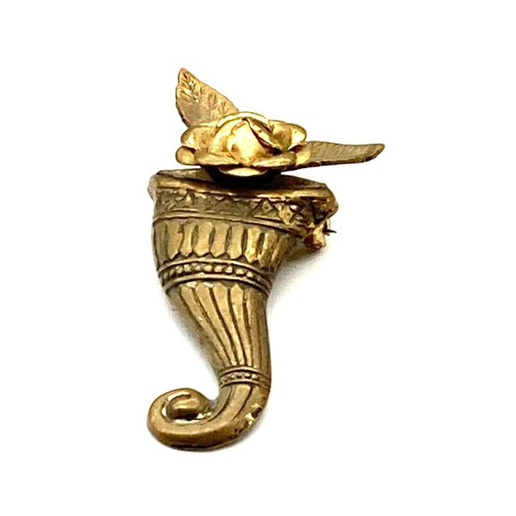 Brass Repousse Antique Boutonnière Brooch, Swanky Lapel  Brass Repousse Antique Boutonnière Brooch, Swanky Lapel Flower Pin